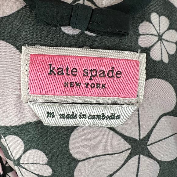 KATE SPADE Black Pink Top Clover Hearts Print Collared PJ Button-Up Medium M - Picture 9 of 11